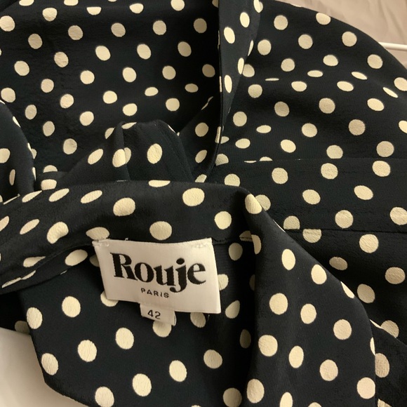 Rouje Black and White Notched Collar Midi Dress - Picture 3 of 4